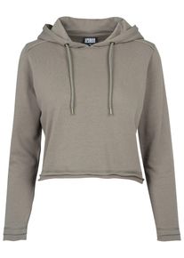 Urban Classics Damen Rundhalspullover "Urban Classics Damen Ladies Cropped Terry Hoody", grün, casual, Gr. S, unifarben, 100% Baumwolle, Pullover