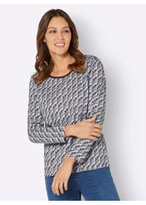 Classic Basics Damen Langarmshirt "Langarm-Shirt", grau, Gr. 50, gemustert, bedruckt, mehrfarbig, 100% Baumwolle, Shirts