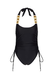MODA MINX Damen Badeanzug "Boujee", schwarz, elegant, Gr. XS, unifarben, 100% Polyester, Badeanzüge, mit funkelndem Steinbesatz