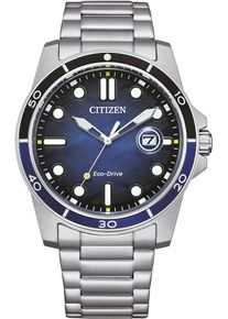 Citizen Herren Solaruhr, silber, Armbanduhren, Armbanduhr, Herrenuhr, Edelstahlarmband, bis 10 bar wasserdicht, Datum
