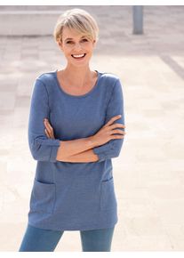 Classic Basics Damen Longshirt "Longshirt", blau, Gr. 42, meliert, 50% Baumwolle, 50% Polyester, Shirts