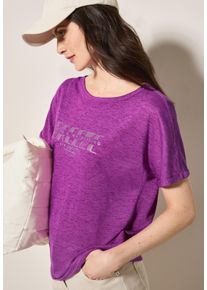 Cecil Damen T-Shirtmagenta lacquer, casual, Gr. M, bedruckt, Jersey, Obermaterial: 55% Polyester, 45% Viskose, Shirts, mit grafischem Print