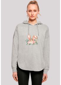 F4NT4STIC Damen Kapuzenpullover "Blumen Osterhasen Ohren Dekor", grau, casual, Gr. L, Obermaterial: 100% Baumwolle, Pullover, Premium Qualität