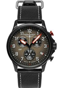 BAUHAUS Herren Chronograph "Flight Control Blackwing GMT"schwarz, Armbanduhren, Quarzuhr, Armbanduhr, Herrenuhr, Made in Germany, analog, Tag