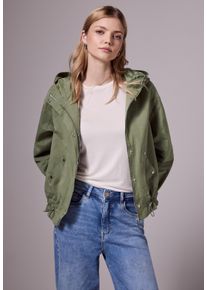 Damen Parka, grün, casual, Gr. 42, STREET ONE STUDIO, unifarben, Web, Obermaterial: 52% Baumwolle, 40% Polyester, 8% Polyamid; Futter: 100%
