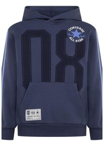 Converse Kinder Kapuzensweatshirt "CNVB RETRO REMIX FT PULLOVER", blau, sportlich, Gr. 134, Obermaterial: 60% Baumwolle, 40% Polyester, Sweatshirts,