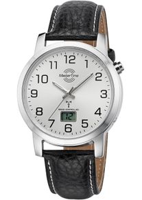 MASTER TIME Herren Funkuhr "Basic", schwarz, Armbanduhren, Armbanduhr, Quarzuhr, Herrenuhr, Datum, Leuchtzeiger, Lederarmband