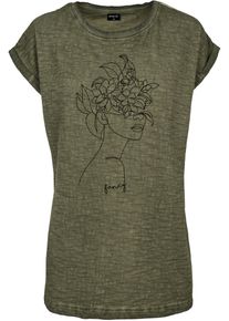 MisterTee Herren Kurzarmshirt "MisterTee Damen Ladies One Line Fruit Tee", grün, casual, Gr. XS, unifarben, 100% Baumwolle, Shirts