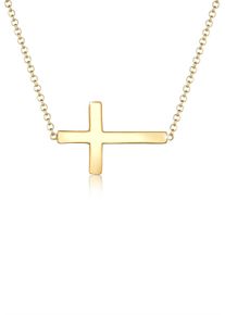 Elli Damen Kette mit Anhänger "Kreuz Faith 925 Sterling Silber Kommunion", 40, ohne Stein, Silber 925 (Sterlingsilber), L: 40cm, gold, Silber 925
