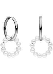 PURELEI Damen Paar Creolen "Schmuck Geschenk Honu Ohrringe, 2110-Earring-Honu", Edelstahl-Perlen, silber, Edelstahl, Perlen, Ohrringe, mit