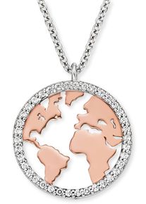 Engelsrufer Damen Kette mit Anhänger "WELT BICOLOR, ERN-WORLD-BICOR-ZI", Silber 925 (Sterlingsilber), L: 44cm, rosa, Silber 925 (Sterlingsilber),