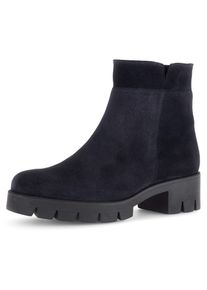 Gabor Damen Stiefelette, Gr. 44, blau, Veloursleder, unifarben, klassisch, Schuhe, Blockabsatz, Boots, Chunky-Boots mit Innenreißverschluss