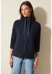 Cecil Damen Sweatjacke, blau, casual, Gr. XXL, unifarben, Sweatware, 48% Polyamid, 39% Viskose, 13% Elasthan, Sweatjacken, mit 3/4 Ärmeln