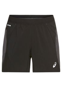 asics Herren Laufshorts "ROAD 5IN SHORT"performance schwarz, graphite grau, sportlich, Gr. XXL, Obermaterial: 100% Polyester, Hosen