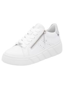 RIEKER SPORT Damen Plateausneaker, Gr. 43, weiß, Leder, sportlich, Schuhe, Freizeitschuh, Halbschuh, Schnürschuh mit seitlicher Perforation