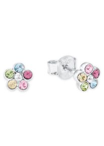 Amor Mädchen Paar Ohrstecker "Blüten, 2021266", Silber 925 (Sterlingsilber), bunt, Silber 925 (Sterlingsilber), Ohrringe, mit Kristallstein