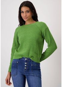 monari Damen Rundhalspullover, grün, modisch, Gr. 36, unifarben, clean, Strick, Obermaterial: 100% Polyester, Pullover, aus Chenillegarn