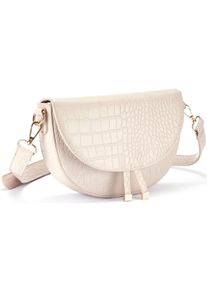 Vivance Damen Umhängetasche "Minibag", beige, Lederimitat, geprägtes Muster, Snakeprint, animal-print, Taschen, in Kroko-Optik, Schultertasche,