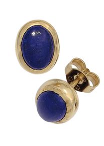 Jobo Damen Paar Ohrstecker "Ovale Ohrringe mit Lapislazuli-Cabochons", Gelbgold 585, gelb, Gelbgold 585, Ohrringe, 585 Gold