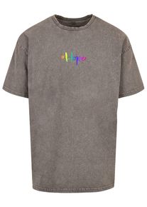 Merchcode Herren T-Shirt "Merchcode Herren Hope Rainbow Acid Washed Heavy Oversized Tee", grau, casual, Gr. M, bedruckt, 100% Baumwolle, Shirts