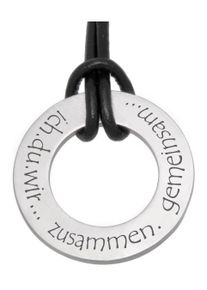 Firetti Kette mit Anhänger "Schmuck Geschenk Halskette, Lederband", 48, Edelstahl-Leder, L: 52cm, schwarz, Edelstahl, Leder, Halsketten