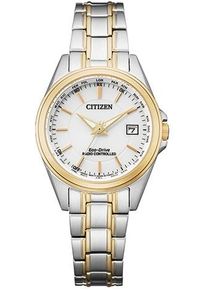 Citizen Damen Funkuhr, silber, Armbanduhren, Armbanduhr, Damenuhr, Solar, Lederarmband, Saphirglas, Datum