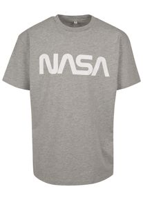 MisterTee Herren Langarmshirt "MisterTee Herren NASA Heavy Oversized Tee", grau, casual, Gr. XS, bedruckt, 100% Baumwolle, Shirts