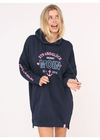 Zwillingsherz Damen Sweatkleid ""Strandglück"", blau, modisch, Gr. LXL, unifarben mit Farbeinsätzen, Sweatware, Obermaterial: 50% Baumwolle, 50%