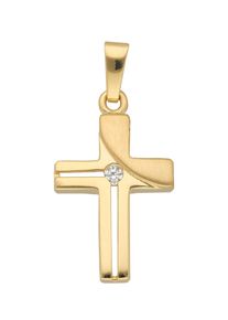 Adelia´s ADELIA ́S Damen Kreuz-Anhänger "Damen & Herren 333 Gold Kreuz Anhänger mit Zirkonia", Gold, gold, Gold, Schmuckanhänger, mit Zirkonia für Damen &