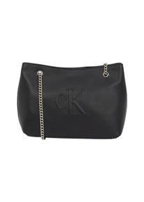 Damen Schultertasche "SCULPTED CHAIN SHOULDER BAG", Calvin Klein Jeans, schwarz, Lederimitat, Taschen, Abendtasche, Handtasche, Umhängetasche mit