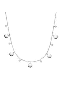 Smart Jewel Damen Collier "mit runden Plättchen und Zirkonia als Behang, Silber 925", 45cm, Silber 925 (Sterlingsilber), silber, Silber 925