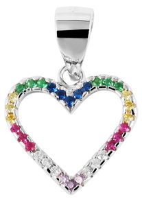 Adelia´s ADELIA ́S Damen Ketten-Anhänger "Neuheit 2025 - stylischer Herz Anhänger aus 925 Sterling Silber", Silber 925 (Sterlingsilber), bunt, Silber 925