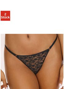 Vivance Damen String, Gr. 36, schwarz, Spitze, Obermaterial: 85% Polyamid, 15% Elasthan, Unterhosen, im attraktiven Doppelpack, aus zarter Spitze,