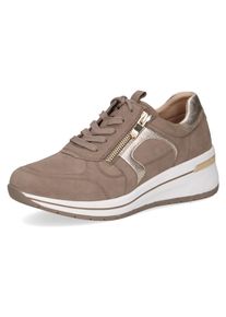 Caprice Damen Keilsneaker, Gr. 36, braun, Leder, sportlich, Schuhe, Freizeitschuh, Halbschuh, Schnürschuh mit Kontrastbesatz, Weite H