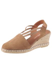 VERBENAS Damen Sandalette "Maika Serraje", Gr. 35, grau, Veloursleder, casual, Schuhe, Sommerschuh, Sandale, Keilabsatz, mit Jutebesatz
