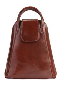 Pike PIKÉ Cityrucksack "FATA BUONA", braun, Rindsleder, Leder, beschichtet, leicht glänzend, klassisch, Rucksäcke, echt Leder, Made in Italy