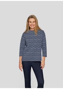 Rabe Damen Print-Shirt "T-Shirt", blau, feminin, Gr. 46, gemustert, 60%Polyester 15%Viskose 15%Baumwolle 8%Metallic Garn 2%Elastan, Shirts