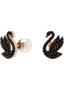 Swarovski Damen Paar Ohrstecker "Swarovski Iconic Swan, Schwan, 5684608", Metall-Perlen, schwarz, Metall, Perlen, Ohrringe, mit Swarovski Kristall -