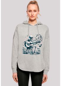 F4NT4STIC Damen Kapuzenpullover "Skelett spielt Gitarre, Musik, Liebe", grau, casual, Gr. S, Obermaterial: 100% Baumwolle, Pullover, Premium Qualität