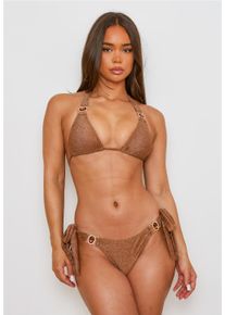 MODA MINX Damen Bikini-Hose "Lumiere Amour", braun, Gr. M, unifarben, 85% Polyester, 8% Elasthan, 7% Metall, Badehosen, mit seitlicher Bindung und