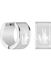 Lacoste Herren Paar Creolen "BACKHAND, 2040435, 2040436", Edelstahl, silber, Edelstahl, Ohrringe