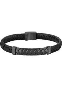 BOSS Herren Lederarmband "TAILORED, 1580674M, 1580675M, 1580676M", M, Edelstahl-Leder, schwarz, Edelstahl, Leder, Armbänder