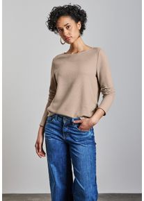 Street One Damen Langarmshirt, beige, casual, Gr. 38, unifarben, Stoff, 66% Polyester, 34% Viskose, Shirts, aus softem Materialmix