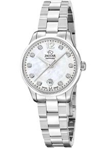 Jaguar Damen Quarzuhr "Essentia"silberfarben, perlmuttfarben, Armbanduhren, Armbanduhr, Damenuhr, Swiss Made, Edelstahlarmband,Saphirglas,Datum