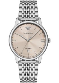 Emporio Armani Damen Automatikuhr, silber, Armbanduhren, Armbanduhr, Herrenuhr, Damenuhr, Mechanische Uhr, Tag, Edelstahl