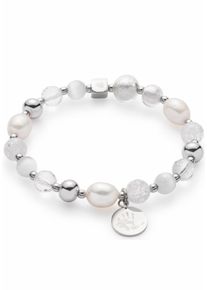 Leonardo Damen Edelstahlarmband "Hope IIV Darlin's, 016506", Edelstahl-Perlen, silber, Edelstahl, Perlen, Armbänder, mit Kristallperle,