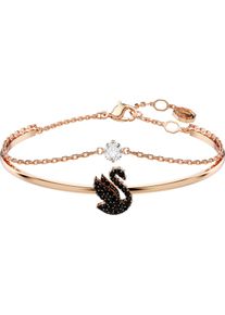 Swarovski Damen Armreif "Swarovski Iconic Swan, Schwan, 5678048", M, Metall, schwarz, Metall, Armbänder, mit Swarovski Kristall und Emaille