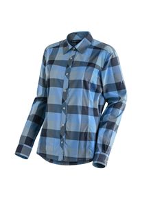 Maier Sports Damen Outdoorbluse "Kendra L/S W", blau, Gr. 36, 97% Polyester, 3% Elasthan, Blusen, Damen Langarmbluse, pflegeleichte Karobluse