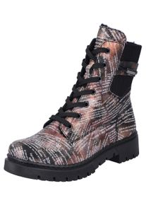 Rieker Damen Winterstiefelette, Gr. 38, schwarz, Lederimitat, sportlich, Schuhe, Schnürboots, Stiefelette, Blockabsatz, mit Innenreißverschluss