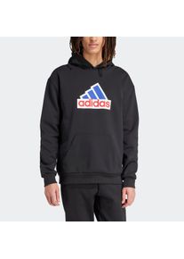 Herren Kapuzensweatshirt "M FI BOS HD OLY", schwarz, sportlich, Gr. L, adidas Sportswear, Obermaterial: 64% Baumwolle, 36% Polyester, Sweatshirts